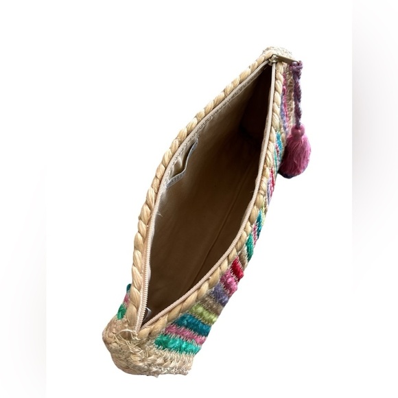 Shiraleah Chicago Melia Multi Color Vegan Jute Clutch Purse Beach Made In India - Picture 3 of 8